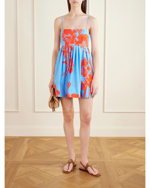Cara Cara Red Leo Floral-Print Cotton-Poplin Midi Dress