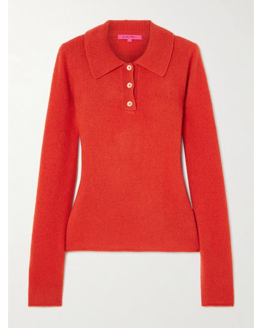 The Elder Statesman Red Kaschmirpullover Mit Polokragen