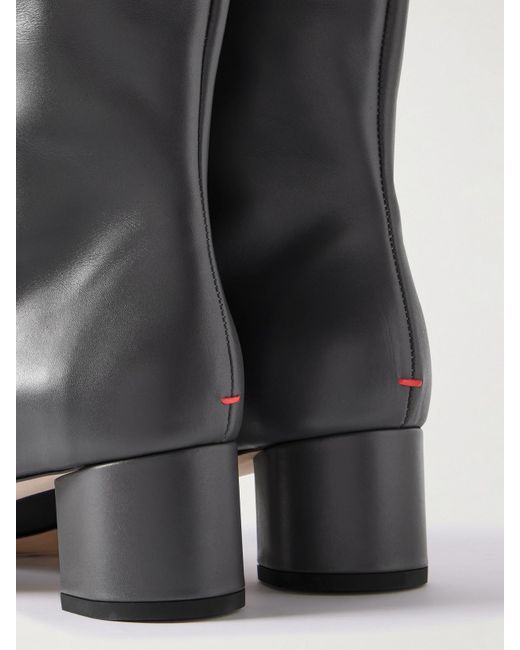 Aeyde White Willa Leather Over-The-Knee Boots
