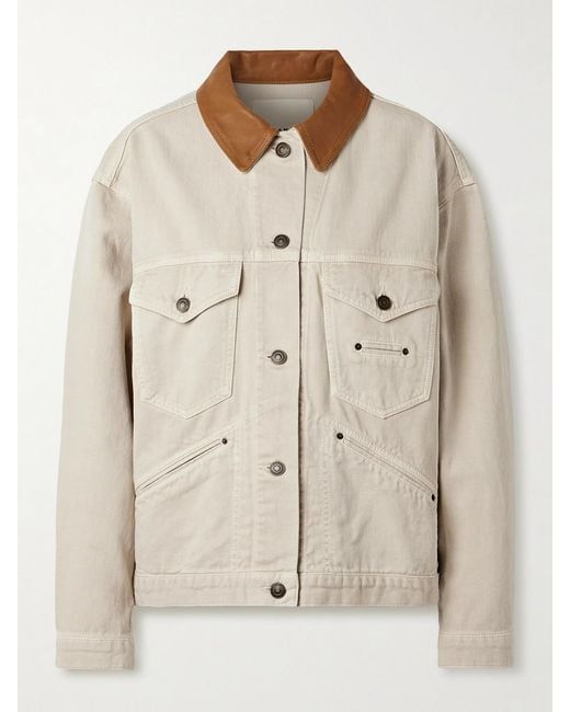 Isabel Marant Natural Petunia Leather-Trimmed Organic Cotton And Hemp-Blend Twill Jacket