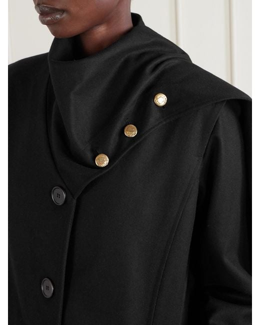Maison Mayle Black Isadore Scarf-Detailed Wool-Blend Coat
