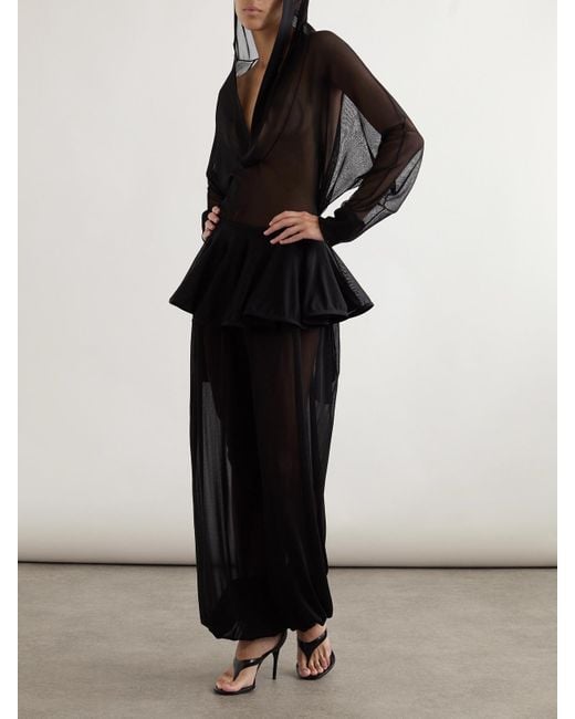 Alaïa Black Hooded Jersey Bodysuit