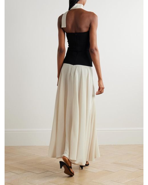Esse Studios Natural Illi Trägerloses Maxikleid Aus Stretch-Strick Und Crêpe De Chine Aus Seide Mit Schal