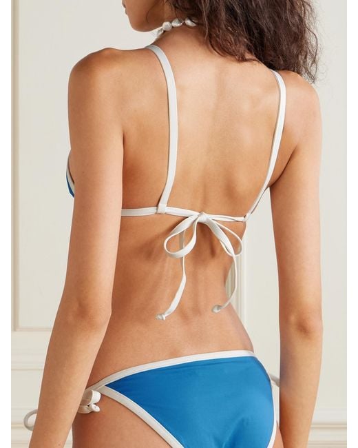 Marysia Swim Blue Porto Two-Tone Triangle Bikini Top