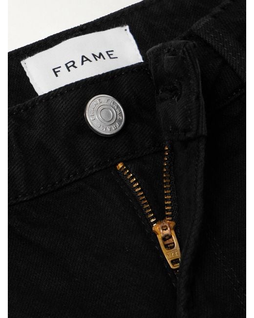 FRAME Black Le Grand Garcon Frayed Denim Shorts