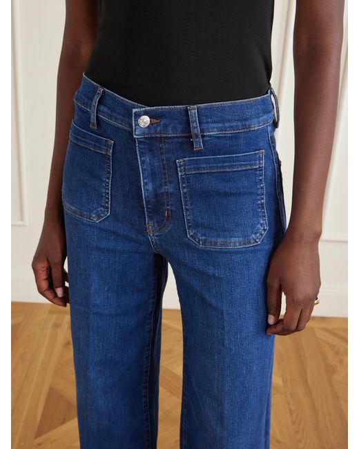 FRAME Blue Le Slice Slim Palazzo Long High-Rise Wide-Leg Jeans