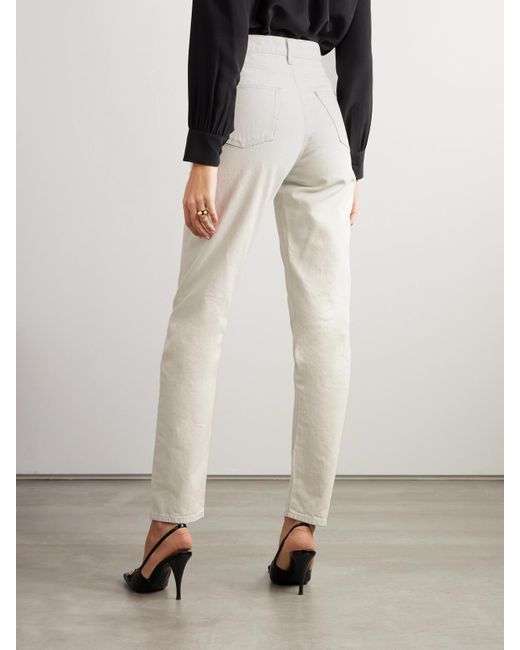 Saint Laurent Natural Hoch Sitzende Jeans Mit Schmalem Bein