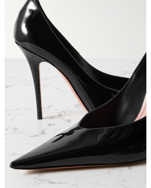 AMINA MUADDI White Anok Patent-Leather Point-Toe Pumps
