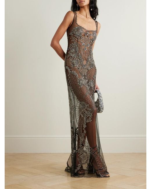Clio Peppiatt White Cora Embellished Tulle Gown