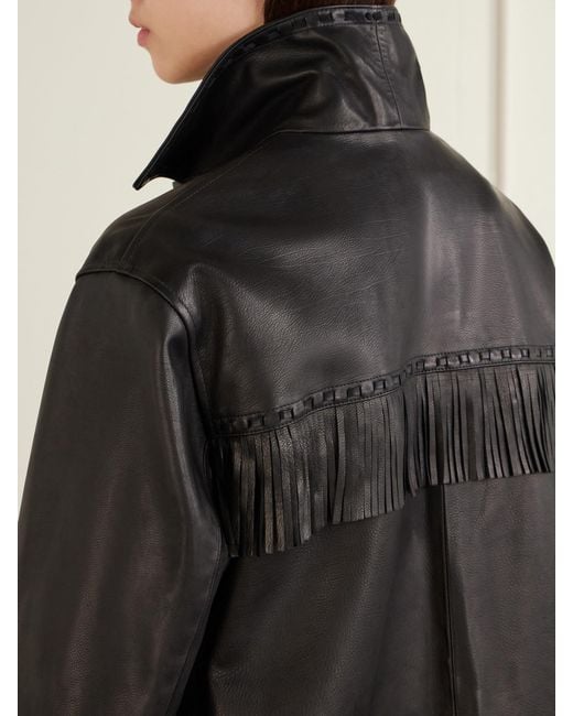 Nili Lotan Black Gus Fringed Leather Jacket