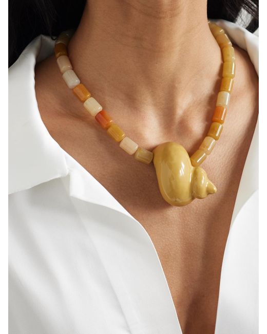 Julietta Yellow Mykonos Rhodinierte Kette Mit Emaille Und Jade