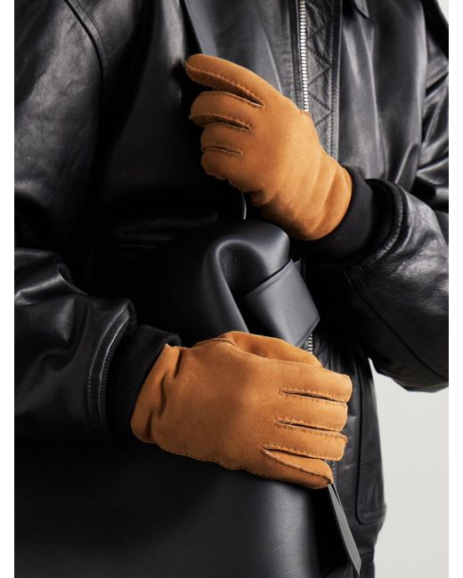 Gants En Peau Lainée Denise Agnelle en coloris Brown