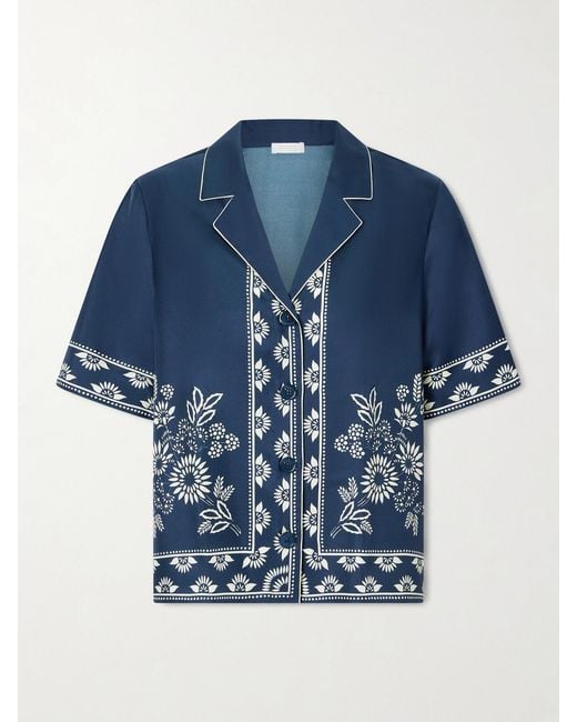 Eres Blue Infusion Floral-Print Silk-Twill Shirt
