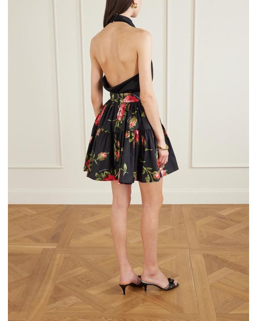 Dolce & Gabbana Tiered Floral-Print Cotton-Poplin Mini Skirt