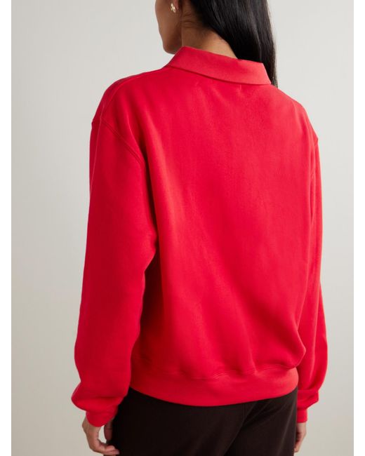 ÉTERNE Embroidered French Cotton And Modal-Blend Terry Half-Zip Sweatshirt