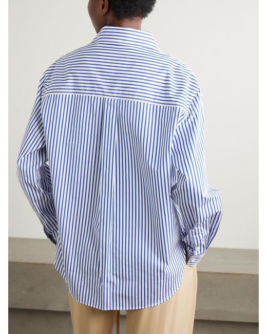 Matteau Blue Net Sustain Striped Organic Cotton-Poplin Shirt