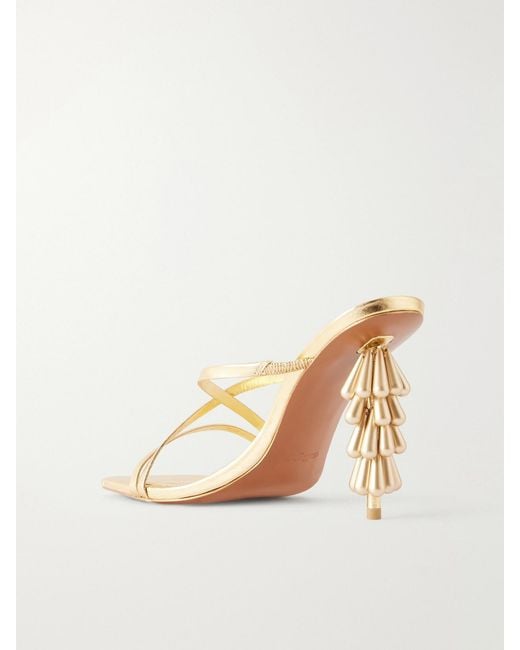 Cult Gaia Natural Sage 90 Embellished Leather Sandals