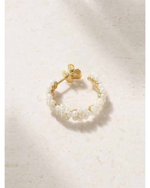 Sophie Bille Brahe Natural Boucle Parc 14-Karat Recycled Pearl Single Hoop Earring