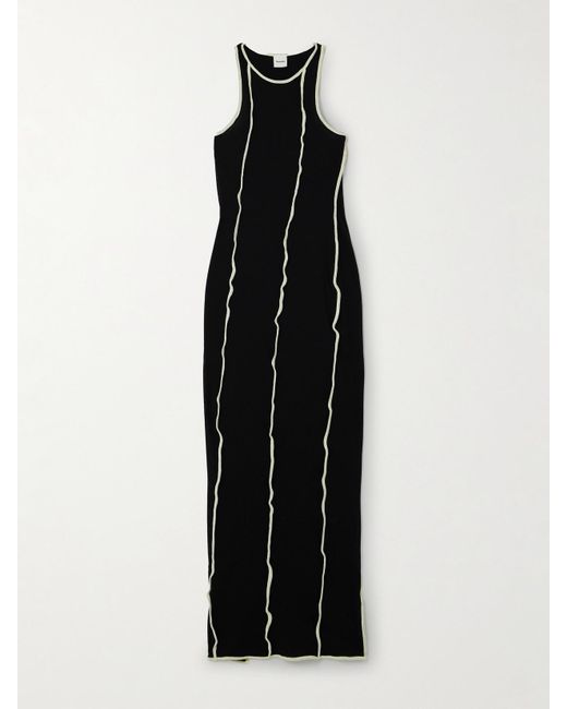 Nanushka Black Wanda Striped Recycled-Jersey Maxi Dress