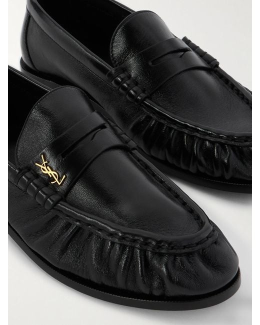 Saint Laurent Black Le Loafer Logo-Embellished Leather Loafers