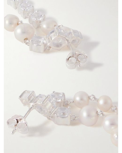 Completedworks White Recycled, Pearl And Cubic Zirconia Earrings