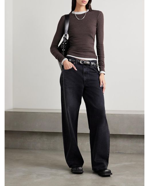 Agolde Brown Delphi Ribbed Jersey Top