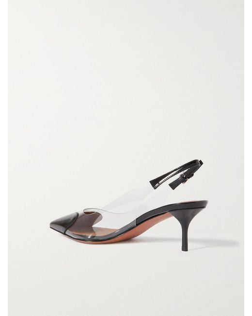 Alaïa Natural Le Cœur 55 Pu And Patent-Leather Slingback Pumps