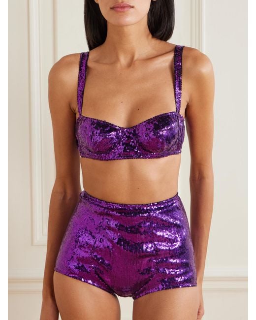 Soutien-Gorge Balconnet À Armatures En Tulle À Sequins Dolce & Gabbana en coloris Purple