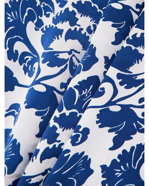 Emporio Sirenuse Blue Jenna Printed Silk-Voile Kaftan