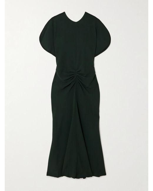 Victoria Beckham Green Midikleid Aus Crêpe Mit Raffungen