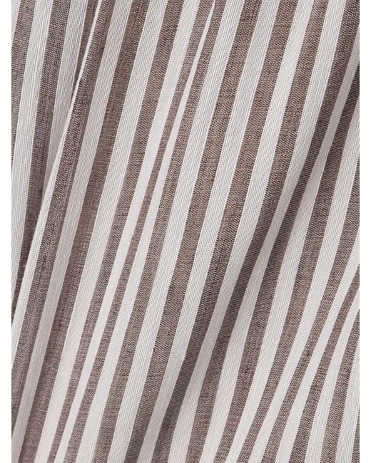 Brunello Cucinelli Brown Striped Linen And Silk-Blend Shorts