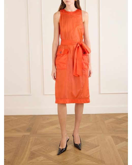 Saint Laurent Orange Buttoned Front Midi Dress