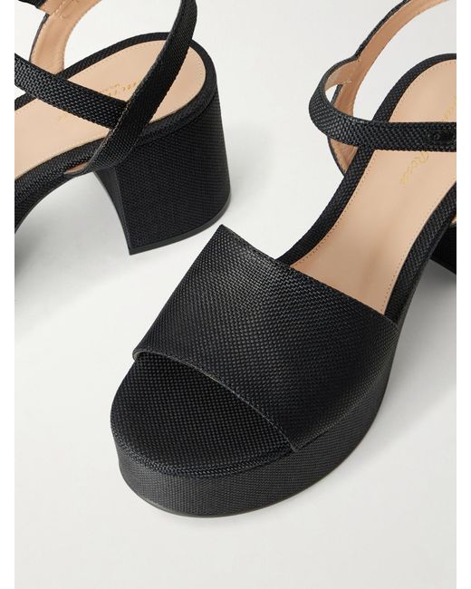 Gianvito Rossi Black Carol 35 Raffia Platform Sandals