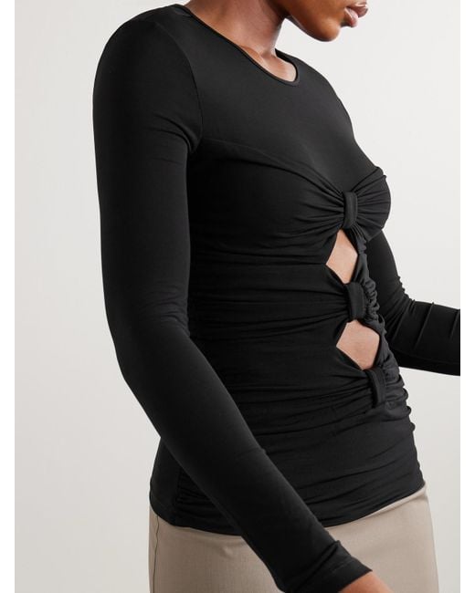 Isabel Marant Black Gladice Oberteil Aus Stretch-Jersey Mit Cut-Outs Und Schleifen