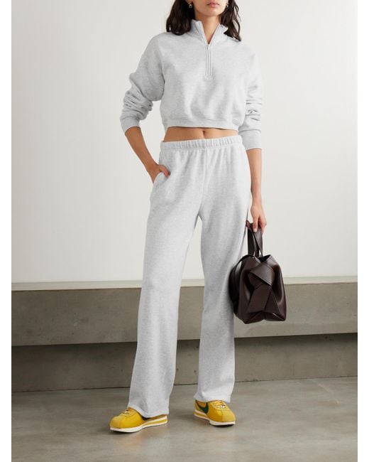 Pantalon De Survêtement Droit En Jersey De Coton Mélangé, Light Heather Skims en coloris White