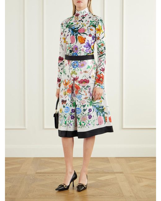 Gucci White Floral-Print Jersey T-Shirt