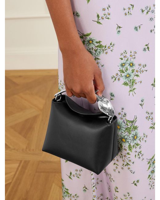 Erdem Black Bloom Mini Leather Clutch
