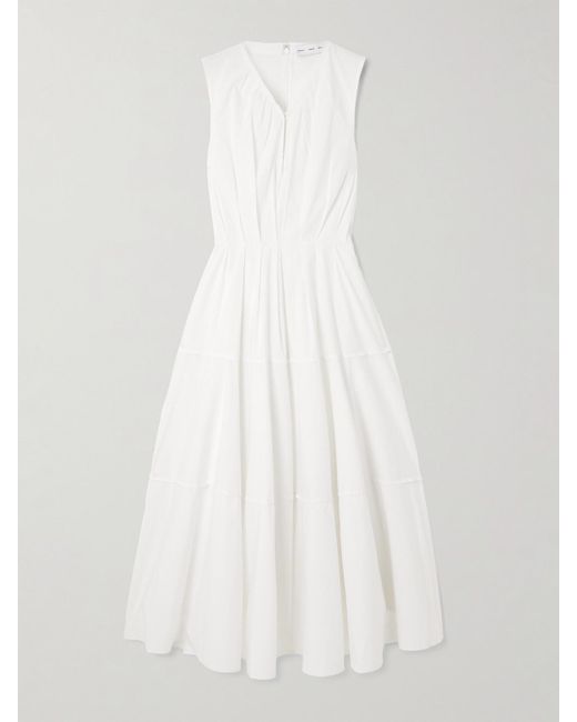 Proenza Schouler White Kailey Pleated Cotton-Blend Poplin Midi Dress