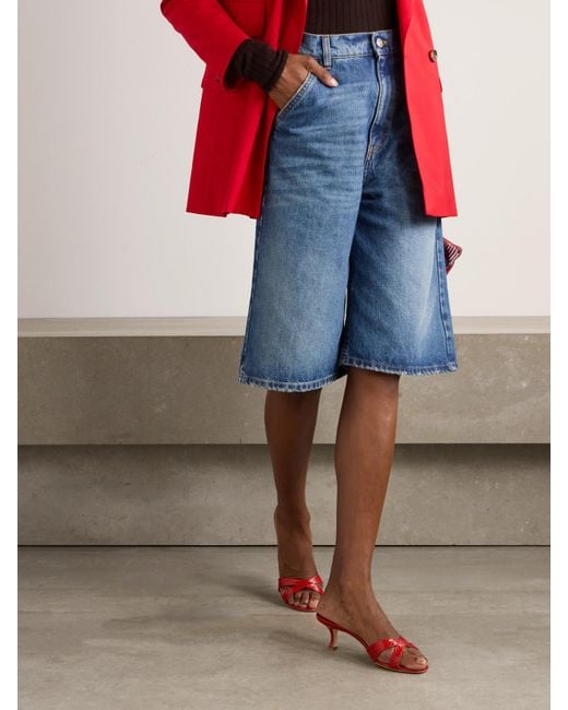 Manolo Blahnik Red Callamu 50 Mules Aus Elapheleder