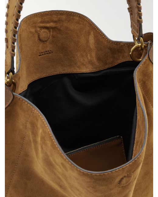 Isabel Marant Natural Oskan Schultertasche Aus Veloursleder Mit Details Im Überwendlichstich