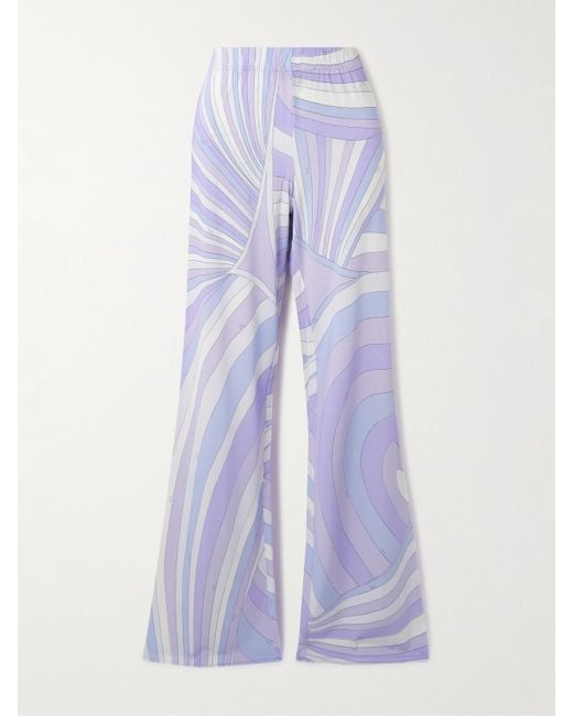 Emilio Pucci Purple Iride Printed Satin-Jersey Wide-Leg Pants