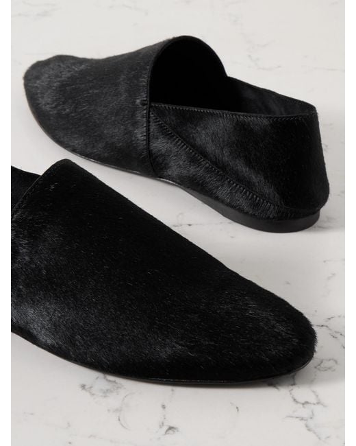 TOVE Black Pascale Calf Hair Slippers
