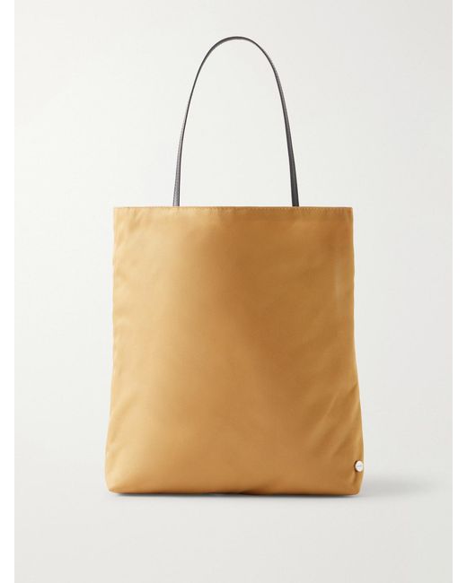 Valesque Natural Thea Leather-Trimmed Satin-Shell Tote Bag