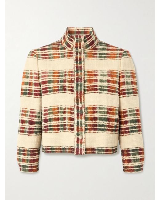Loro Piana Natural Striped Wool-Bouclé Jacket