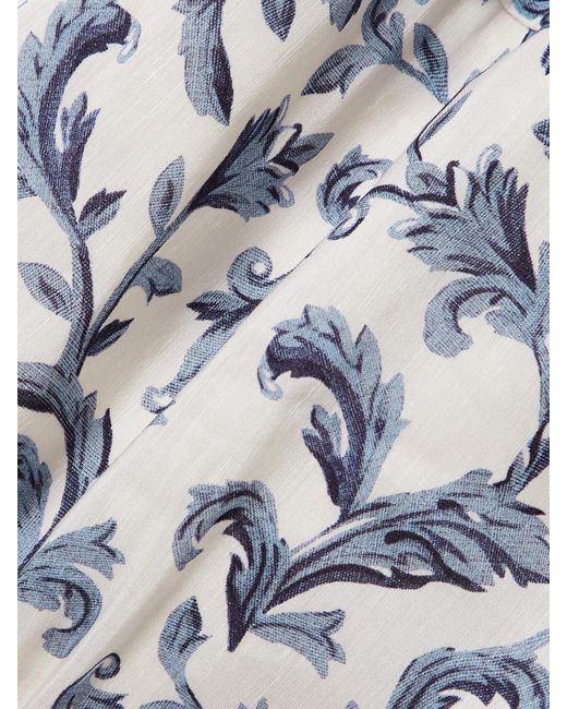 Posse Blue Rue Printed Linen And Silk-Blend Mini Dress
