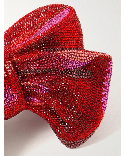 Judith Leiber Red Bow Just For You Crystal-Embellished-Tone Clutch
