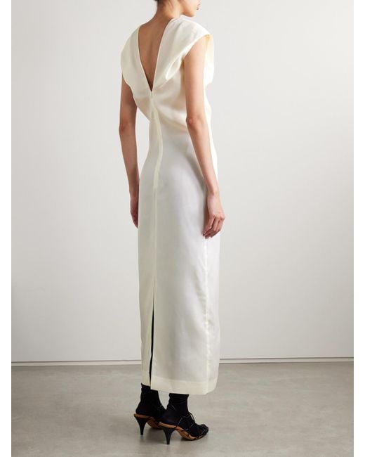 Khaite White Ima Midikleid Aus Seidengazar Mit Raffungen