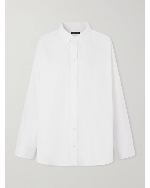 Balenciaga White Lace-Up Cotton-Poplin Shirt