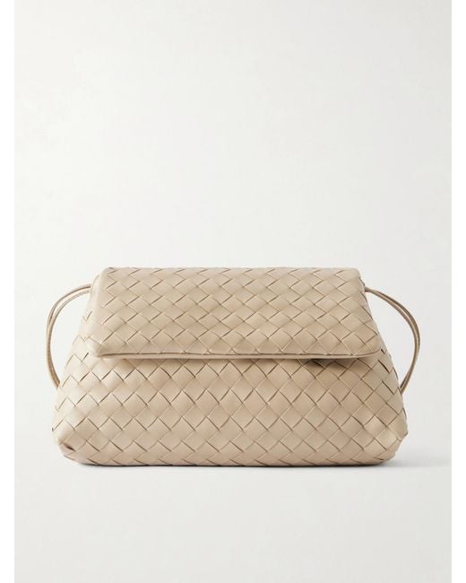 Bottega Veneta Natural Giorno Intrecciato Leather Shoulder Bag