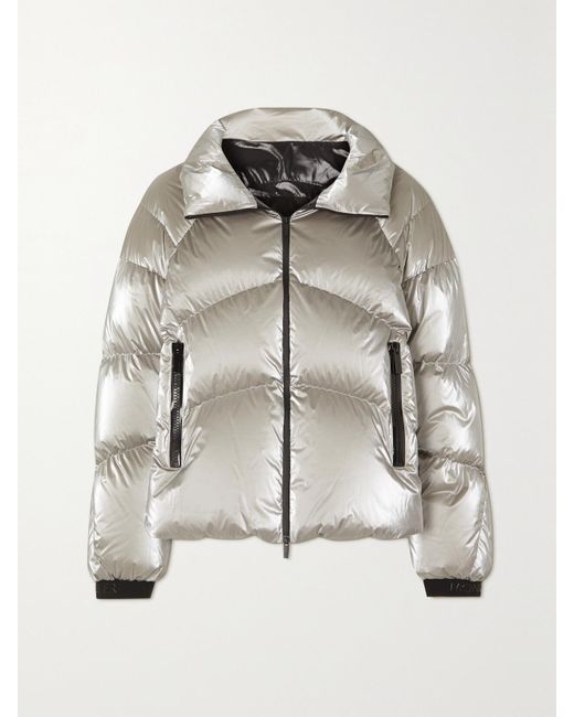 Moncler Gray Avoriaz Quilted Metallic Shell Down Jacket